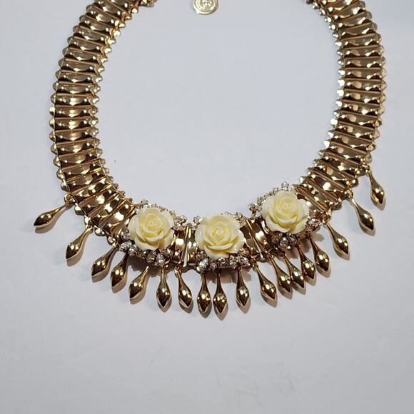 Anton Heunis Handmade in Madrid Floral Fringe Collar Bibb‎ Statement Necklace - Picture 11 of 12